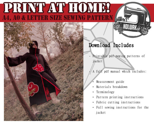 Cloud Ninja Jacket Cloak Cosplay Sewing Pattern/Downloadable PDF File - Image 3