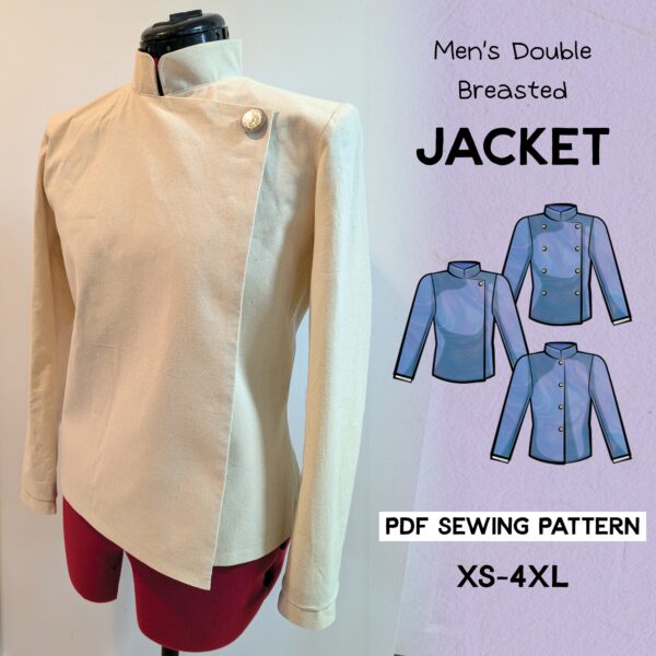 Men's Double Breasted Jacket Sewing Pattern/Downloadable PDF File and Tutorial Book